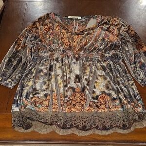 (J57) ONE WORLD Multicolor Patterned Women's Blouse Sz XL